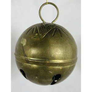 Vintage Brass Colored Metal Bell Ornament Made in Taiwan a Republic of China 3”